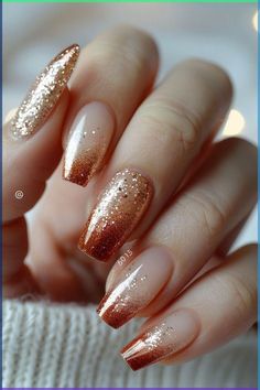 White Fall Nails Acrylic, Ombre Fall Nails 2024, Gold Ombre Nails Almond, Extension Nails Ideas, Cute Ombre Nail Designs, Short Nails Fall Designs, Ombre Fall Nails Acrylic, Neutral Nails With Accent, Brown Ombre Nails Acrylic