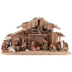 a nativity scene is shown with figurines