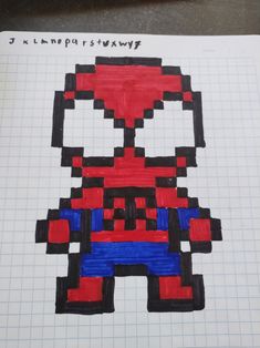 an image of a drawing of a spider man in red, blue and black colors