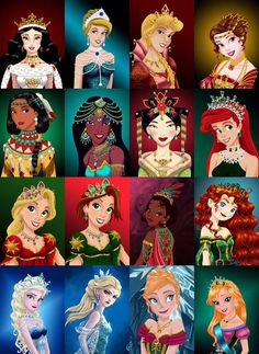 many different princesses in their tiaras