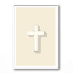 a white cross on a beige background