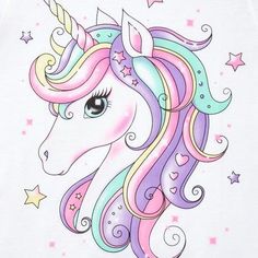 a drawing of a unicorn's head with stars on it