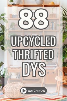 a living room filled with furniture and plants on top of a wooden book shelf next to a potted plant