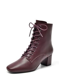 • Heel Type: Hoof Heels• Shaft Material: Genuine Leather• Season: Spring / Autumn• Boot Height: Ankle• Toe shape: Square Toe• Outsole Material: Rubber• Closure Type: Lace-up• Heel Height: 5.2cm• Import Product Tie Up Boots, Wine Shoes, Heel Chelsea Boots, Lace Up Heel Boots, Hoof Heels, Basic Boots, Heeled Chelsea Boots, Affordable Shoes, Lace Up High Heels