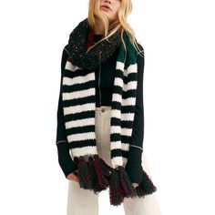 Ultra Cozy In Plush Mixed-Knit, Free People's Oversized Scarf Is A Comfy, Stylish Finish For Your Look.. American Flag Scarf, Cowl Neck Scarf, Free People Accessories, Chunky Scarves, Sweater Scarf, Tassel Scarf, Oversized Scarf, Knit Infinity Scarf, Striped Scarves