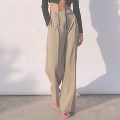 Never Worn, Zara Pants Are Too Long For My 5’2 Body Zara Wide Leg Pants, Long Flowy Pants, Mustard Pants, Brown Flares, High Waisted Dress Pants, Oyster White, Black Wide Leg Trousers, Zara Jumpsuit, Satin Trousers