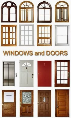 windows and doors are shown in different styles, colors, and designs for the home