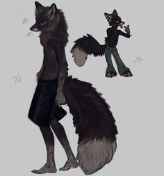 a drawing of a wolf standing next to another animal