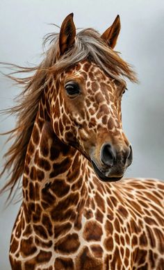 a close up of a giraffe with long hair