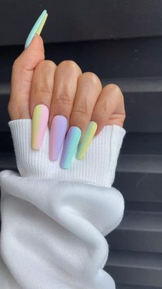 16 Nails, Press Nails, Unghie Sfumate, Pastel Nails Designs, Ombre Acrylic Nails, Grunge Nails, Summer Acrylic Nails