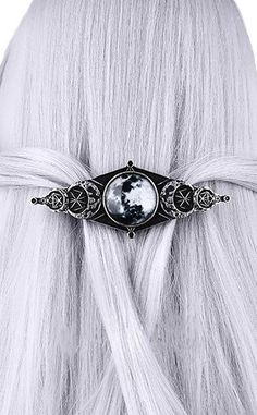 Moon Hair Accessories, Moon Hair Pin, Witchy Hair, Moon Hair, Gothic Hairstyles, Classy Hairstyles, Goth Hair, Moon Graphic, Alternative Jewelry