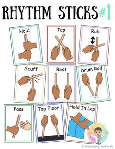 the rhythm sticks game is shown with instructions for each player to use