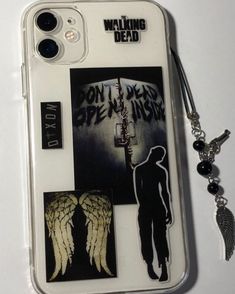 the walking dead phone case has angel wings on it