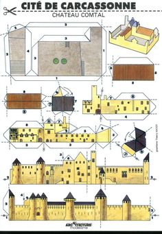 an old paper model of a castle with instructions on how to make it and where to put