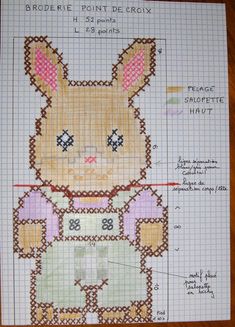 a cross stitch pattern with an image of a rabbit