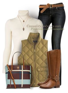 Brown Vest Winter Outfit, Tan Sweater Vest Outfits For Women, Brown Winter Sweater Vest For Workwear, J Crew Herringbone Vest Outfits, Boots Tory Burch, Tory Burch Riding Boots, Riding Boot Outfits, January Outfits, Tory Burch Boots