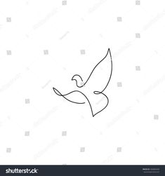 a single line drawing of a bird flying in the sky with its wings spread out