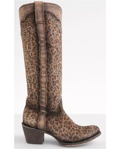 Corral Women's Leopard Print Western Boots - Round Toe, Sand Cheetah Print Cowgirl Boots, Boot Barn, Handcrafted Boots, Corral Boots, Boots Square Toe, Country Boots, Shoe Inspo, Cool Boots, Boots For Sale