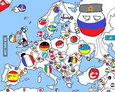 a map with many different flags on it