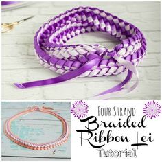 four strand braided ribbon lei with text overlay