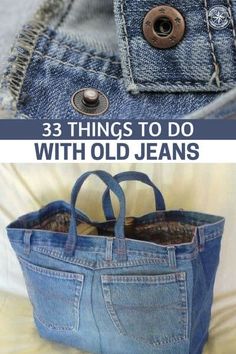 an old jean purse with buttons on it and the words 3 things to do with old jeans