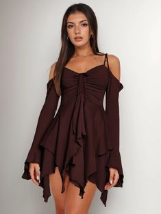 Olivia Mark - Womens Irregular Short Dress with Spaghetti Straps and Long Overlay, perfect for Halloween Performances Goth Vintage, Airy Dress, Casual Summer Shorts, Flounce Sleeve, Patchwork Dress, Halloween Dress, Y2k Fashion, Asymmetric Hem, Short Dress