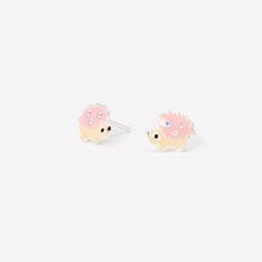 This pair of sterling silver stud earrings feature pretty pink hedgehogs with sparkly faux crystals adornments. Closure: Post back Material: Sterling silver - Claire's Sterling Silver Hedgehog Stud Earrings - Pink Kid Earrings, Silver Hedgehog, Kids Studs, Earrings For Kids, Kawaii Jewelry, Dope Jewelry, Kids Earrings, Fashionable Jewelry, Animal Earrings