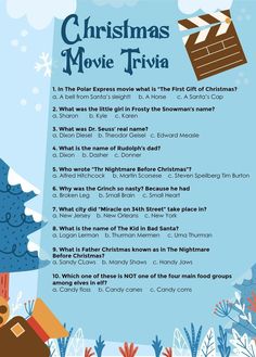 the christmas movie trivia is shown in this poster