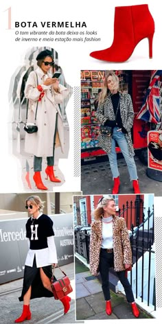 Boots Outfit Street Style, Red Shoes Outfit, Outfit Street Style