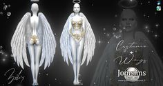 two mannequins dressed in white and gold with angel wings