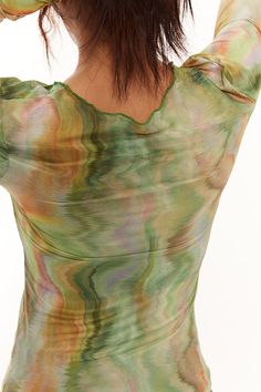 This Tie-Dye Translucent Long Sleeve Top will keep you in style with its lightweight, transparent fabric. Its skinny fit is comfortable and perfect for pairing with skirts or pants for a casual look. Layer something underneath for extra warmth or coverage and you'll be ready to go.
Gender: WomenMaterial: Polyester 92%, Spandex 8%Sleeve Length: RegularSleeve Type: Regular Casual Green Sheer Mesh Top, Green Sheer Tops For Spring, Sheer Green Tops For Spring, Green Sheer Top For Spring, Sheer Green Top For Spring, Green Sheer Mesh Top For Summer, Fitted Green Mesh Top For Party, Sheer Green Mesh Top For Summer, Green Stretch Sheer Mesh Top