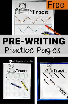 three pictures with the words trace and trace on them to be used for pre - writing practice