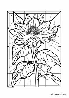 a stained glass window with a flower in it