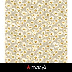 a white and yellow flower pattern with the words macy's on it