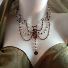 I designed the necklace with bronze metal victorian pendant and beads.  Length: 14.5 inches + 1.5 inches (37+4 cm)  P.s. : If you want to be informed about new models, don't forget to follow my store!  You can send a message for all your questions 🥰 Thank you very much for your visit! 🖤🌙 Perls Jewellery Aesthetic, Gothic Handmade Formal Necklace, Gothic Necklace Victorian, Vintage Necklace Victorian Gothic Jewelry, Victorian Goth Necklace, Fairy Jewellery, Fantasy Jewellery, Handmade Black Victorian Choker, Edwardian Necklace