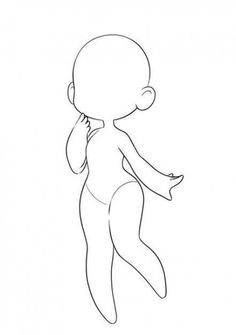 an outline drawing of a baby standing on one leg and holding his hand up to his mouth