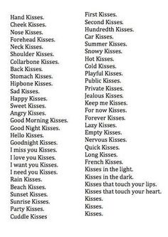 the names of different kinds of kisses