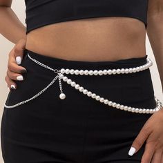 Pearl Chain Belt | BOOGZEL APPAREL – Boogzel Clothing Cheap Silver Chain Link Belt, Y2k Summer Fits, Grunge Vintage Outfits, 90s Outfits, Diy Belts, Girl Aesthetics, Egirl Clothes, Chain Belts, Beaded Belt