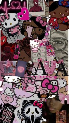 Wallpaper Backgrounds Y2k Hello Kitty, Hello Kitty Wallpaper Collage, Tupac Hello Kitty, 2000s Wallpaper Pink, Baddie Hello Kitty Wallpaper, Ipad Wallpaper Girly, Brown Skin Hello Kitty, Spiderman Hello Kitty Wallpaper, Baddest Wallpaper