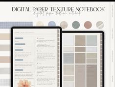 the digital paper texture notebook is open and ready to be used