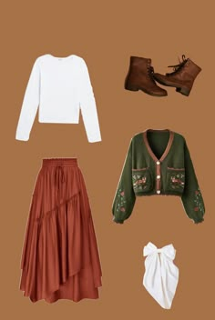 cottagecore outfit🤎 Boho Cottagecore Outfits, Cottagecore Outfits Pants, Cottagecore Casual Outfit, Simple Cottagecore Outfit, What Aesthetic Am I, Winter Cottagecore Outfit, Casual Cottagecore Outfits, Cottage Core Fits