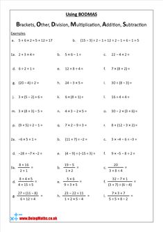 Free BODMAS worksheet - Practice order of operations Bodmas Worksheets With Answers, Bodmas Worksheets Grade 6, Bodmas Worksheets For Grade 5, Grade 7 Math Worksheets, Bodmas Worksheets, Multiplication Sheet, Order Of Operations Worksheet, Pemdas Worksheets, Abhishek Kumar