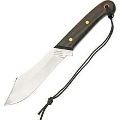 a large knife with a wooden handle on a string