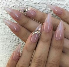 Acrylic Nails Stiletto, Engagement Nails, Swarovski Nails, French Acrylic Nails, Classy Acrylic Nails, Trendy Nail, Acrylic Nails Coffin Short