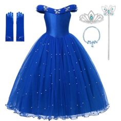 Even though Christmas celebrations and family get-togethers this year are all going to be fairly small, cozy affairs, it’s still fun for the kids to get dressed up in their party best for the occasion. This Dark Blue Princess Ball Gown is perfect for your little princess. Holidays, birthday parties, special events - we've got you covered. Features: Long, elegant, gown. Beads appliques. Zipper closure. Off-shoulders. Fabric & Care: Made of mesh, polyester, and cotton materials. Dry-cleaning prefe Cinderella Dress Up, Sky Princess, Cinderella Dress For Girls, Princess Costumes For Girls, Babies Outfits, Wedding 101, Cinderella Cosplay, Baby Costumes Girl, Cinderella Princess