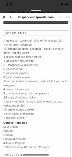 the ingredients list for an app that shows how to use it