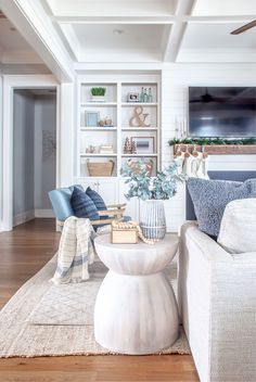 the living room is clean and ready to be used as a den or family room