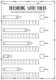 printable worksheet for measuring with rulers to help students learn how to measure the