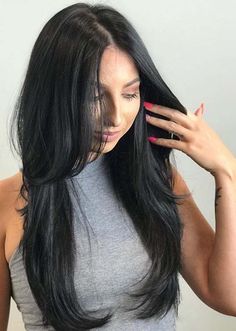 Black Long Layered Hair, Long Dark Hairstyles, Black Long Hairstyles, Long Dark Hair Styles, Black Hair Outfits, Long Black Hair With Layers, Black Hair With Layers, Long Black Hairstyles, Black Hair Layers