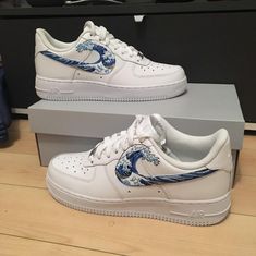 Custom Nike Air Force 1 great wave of Kanagawa Hokusai | Etsy Wave Of Kanagawa, Custom Nike Air Force 1, Custom Nike Air Force, Shoe Painting, Air Force Shoes, Shoes Air Force, Nike Air Force One